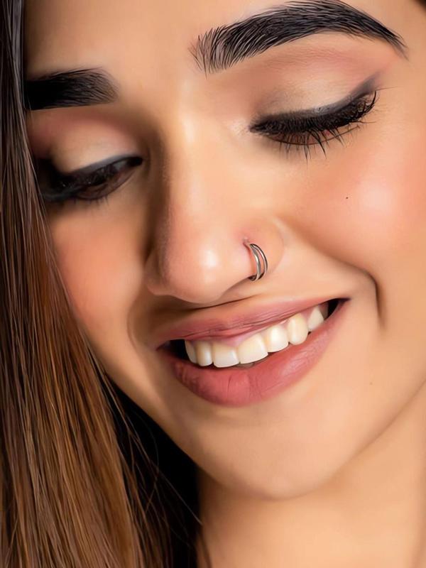 Mixed Style Nose Ring, Rhinestone Decor Nose Studs, Nose Piercing Jewelry for Women & Men, Trendy All-match & Exquisite Jewelry for Birthday Gift