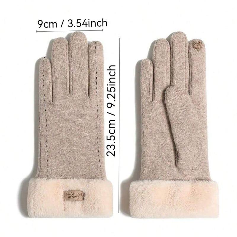 Women's Solid Color Thermal Lined Touch Screen Gloves, Soft Comfy Warm Gloves for Fall & Winter, Outdoor Sports Gloves for Women & Girls