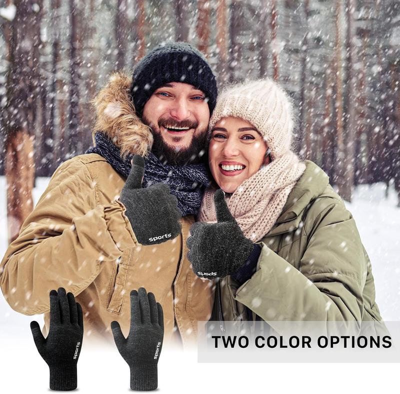 Winter Gloves - Gloves for Men Women, Wool Fleece Liner Gloves with Touchscreen, Warm Knit Gloves for Cold Weather