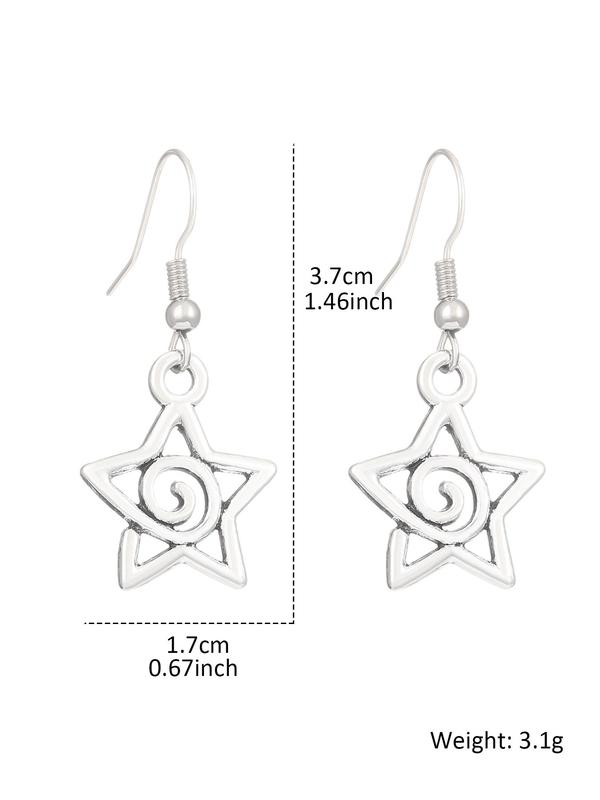 Stylish Star Shaped Hollow Out Design Dangle Earrings, Fashion Jewelry for Party, Daily Clothing Decor, Trendy All-match & Exquisite Jewelry for Birthday Gift