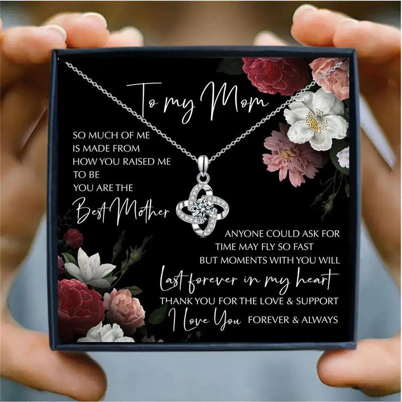 Christmas Fashionable Pendant Necklace, Gift Express Romantic Rhinestone Decor Necklace, Four Leaf Clover cross Decor Jewelry Gift for Mom, Wife, Girlfriend, Son, Daughter, Gift for Summer