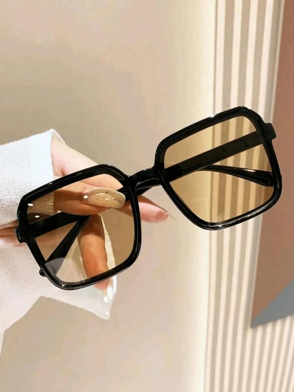 Unisex Simple Style Square Frame Sunglasses, Trendy Casual Sunglasses for Everyday Use, Fashion Accessories for Outdoor Activities