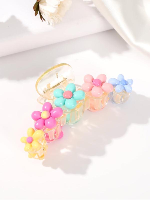 Cute Colorblock Flower Design Hair Claw, Elegant Hair Accessories for Women & Girls, Minimalist Headwear Suitable for Thick Hair