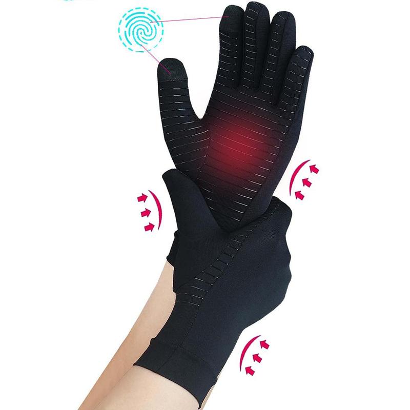 Full Finger Gloves, 1 Pair Copper Infused Gloves for Women & Men, Daily Cycling, Driving, Typing Gloves, Gym Accessories