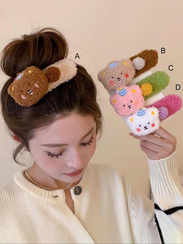 Cute Bear Design Plush Hair Clip, Fashionable Hair Accessories for Women & Girls, Minimalist Headwear Suitable for Thick Hair