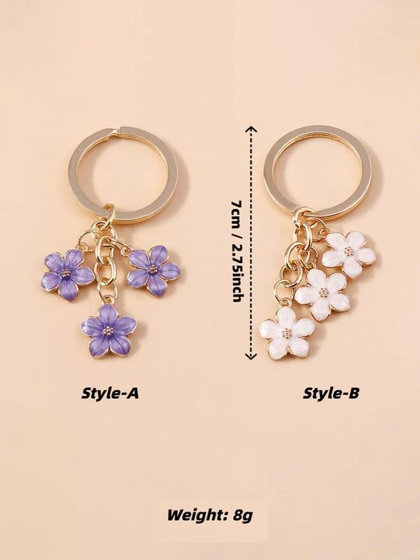 Flower Design Keychain, Cute Keychain for Women & Girls, Fashion Keychain for Car Keys, Bag Charm, Mobile Phone Pendant Decoration Accessories