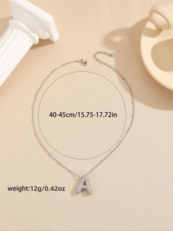 Fashion Alphabet Detail Pendant Necklace for Women & Girls, Rhinestone Decor Necklace for Party, Daily Clothing Decor, Trendy All-match & Exquisite Jewelry for Birthday Gift for Back To School Fall