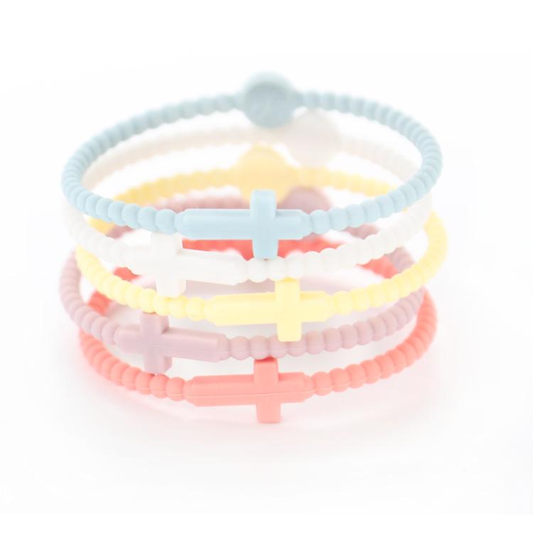 5 Counts Colorful Silicone Cross Bracelets Religious Waterproof Bracelets set for Women Girls Men Boys Sports Christian Catholic Birthday Gifts