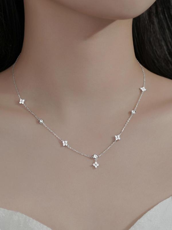 Women's Elegant Fashion Artificial Zircon Decorated Jewelry Set, Including Pendant Necklace & Dangle Earrings & Bracelet, Fashionable Jewelry Set for Party Decoration As Gift Without Box