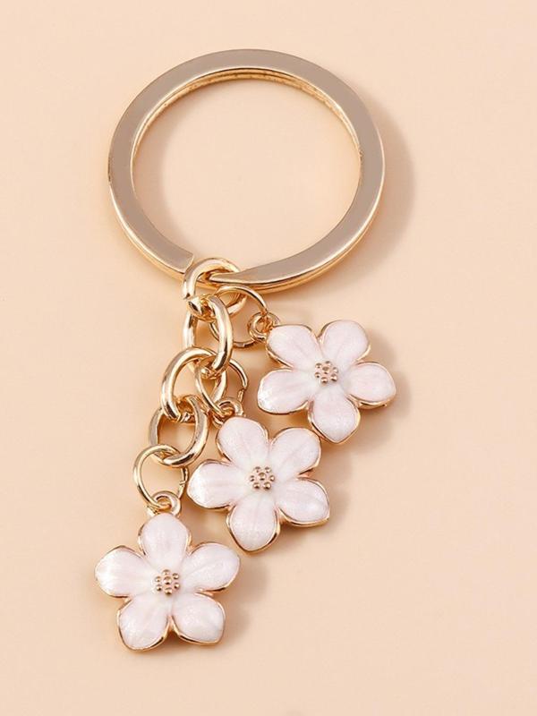 Flower Design Keychain, Cute Keychain for Women & Girls, Fashion Keychain for Car Keys, Bag Charm, Mobile Phone Pendant Decoration Accessories