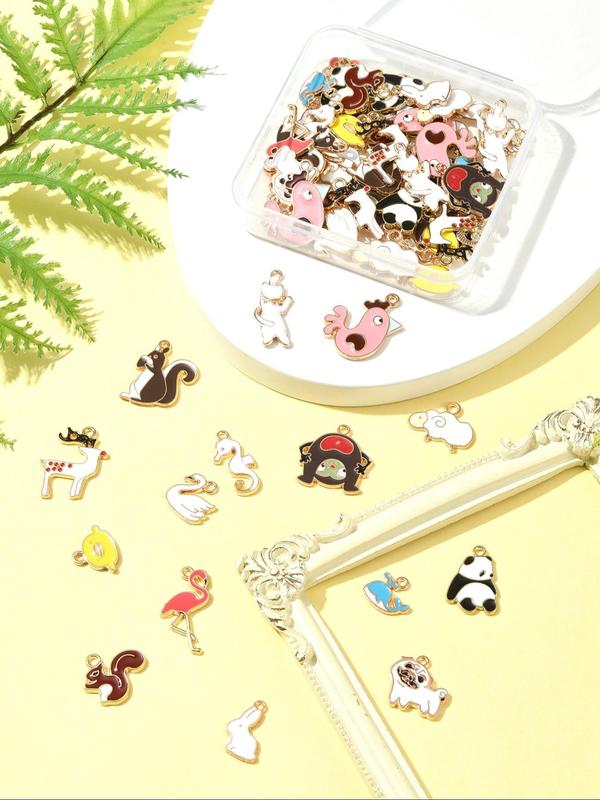 Cute Cartoon Animal & Marine Life Themed Alloy Enamel Pendants, Mixed Color Animal Theme Charm, Fashionable Jewelry Accessories for Diy Bracelet & Necklace Making