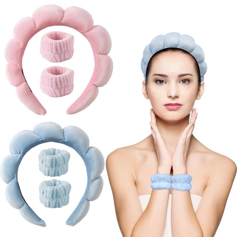 Towel Fleece Makeup Headband, Headband For Washing , Skincare Headbands With Sponge Filling, Soft And Absorbent Headband For Women's Beauty And  Care-Black