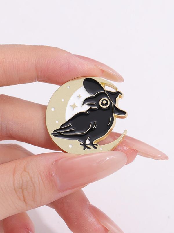 Cute Cartoon Raven Themed Design Brooches, Creative Animal Badge, Fashion Jewelry Accessories for Daily Clothing Decor, Trendy All-match & Exquisite Brooches for Birthday Gift