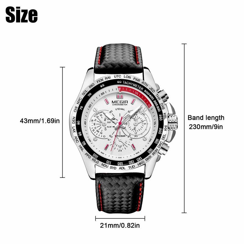 Waterproof MEGIR Men's Stainless Steel Analog Sports Quartz Wrist Watch Analog