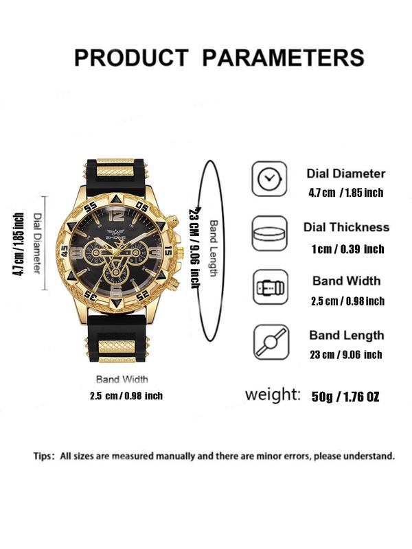 Men's Business Fashion Round Dial Quartz Watch, Fashion Watch for Party, Daily Clothing Decor, Trendy All-match & Exquisite Watch As Gift with Box