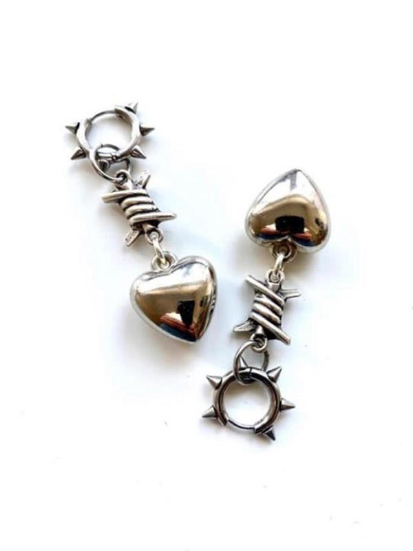 Punk Heart & Spiked Design Dangle Earrings, Stainless Steel Jewelry for Party, Daily Decor for Girl, Trendy All-match & Exquisite Jewelry for Birthday Gift