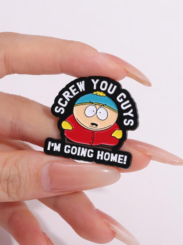 Cute Cartoon & Letter Design Alloy Brooch, Kawaii Enamel Pin for Daily Clothing Decor, Trendy All-match & Exquisite Brooch for Birthday Gift