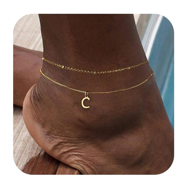 New 26-letter double-layer anklet fashion trend stainless steel box chain beach vacation wind send girlfriend