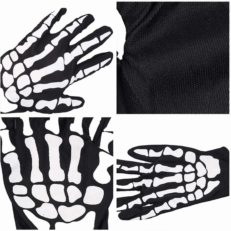 1 Pair Skull Pattern Gloves, Outdoor Sports Protective Gloves, Halloween Carnival Performance Gloves, Party Favor