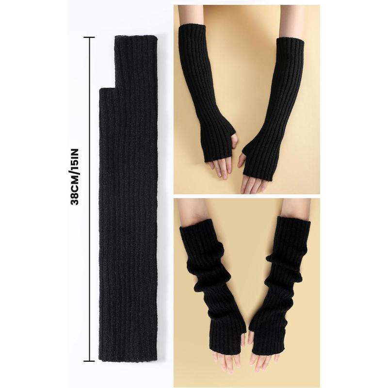 Arm Warmers, Fashion Winter Long Fingerless Gloves Knit Mitten Gloves Arm Sleeves for Women with Thumb Hole