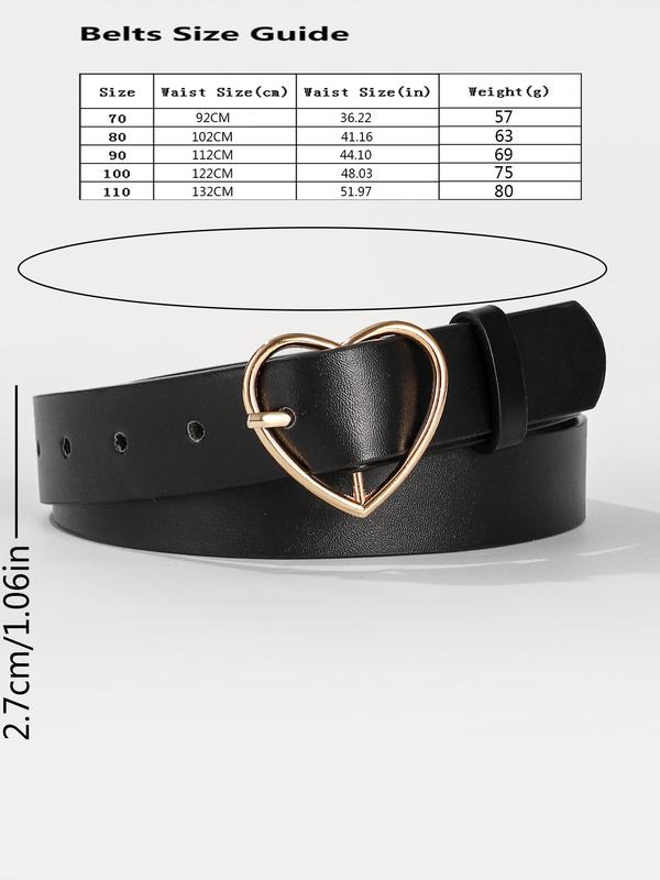 Women's Elegant Heart Design PU Buckle Belt, Trendy Vintage Minimalist Belt, Chic All-match Clothes Accessories for Daily Decor