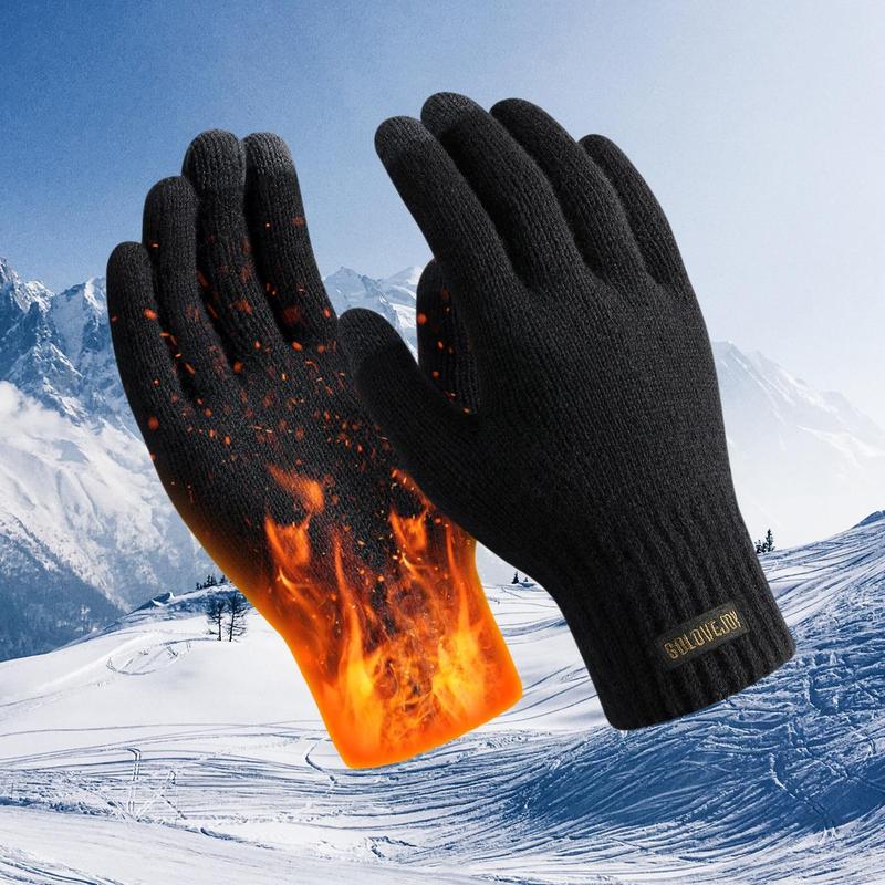 Winter Warm Gloves, Windproof Velvet Thickened Warm Touch Screen Gloves, Outdoor Cycling Gloves, Sports Gloves for Men & Women