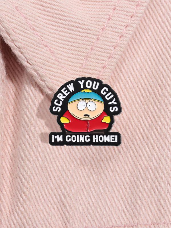 Cute Cartoon & Letter Design Alloy Brooch, Kawaii Enamel Pin for Daily Clothing Decor, Trendy All-match & Exquisite Brooch for Birthday Gift