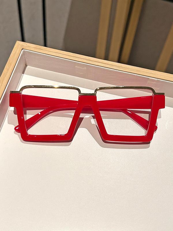 Unisex Simple Style Plain Color Square Eyeglasses, Trendy Casual Eyeglasses for Everyday Use, Fashion Accessories for Outdoor Activities