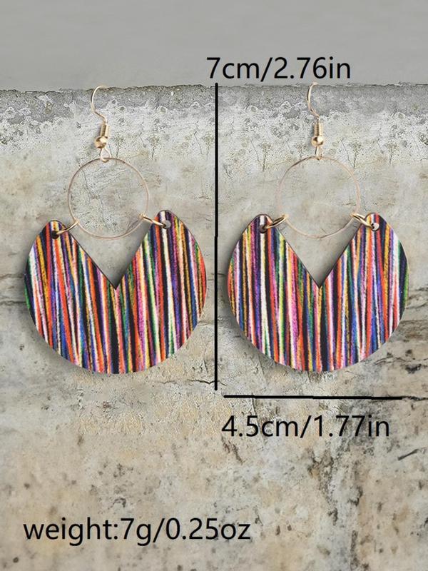 Boho Style Striped Pattern Dangle Earrings, Fashion Summer Jewelry for Women, Daily Clothing Decor, Trendy All-match & Exquisite Jewelry for Birthday Gift