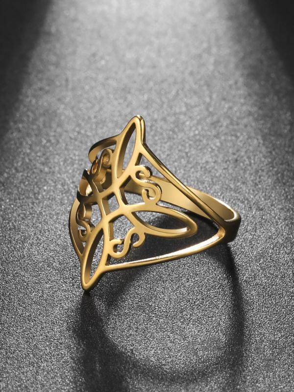 Vintage Celtic Knot Design Hollow Out Ring, Trendy Punk Ring for Daily, Party, Street Style Ring for Good Luck, Gift for Girlfriend, Friend, Boyfriend