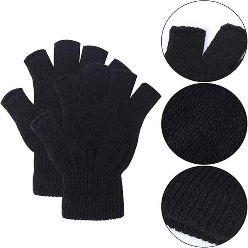 Winter Knitted Beanie Hats and Half Finger Gloves Suit For Men and Women in Common Size,Simple Fashion Matching,Autumn and Winter Clothes