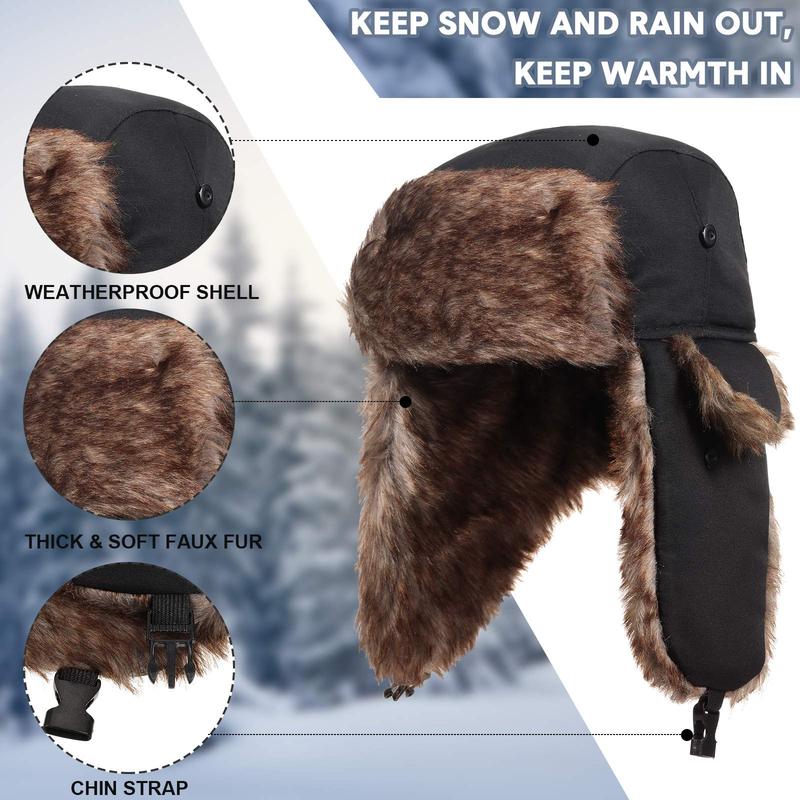 Cozy Chic Winter Wonderland Hat: Faux Fur Reflective Aviator Trapper Cap - Stay Warm & Safe on Snowy Adventures