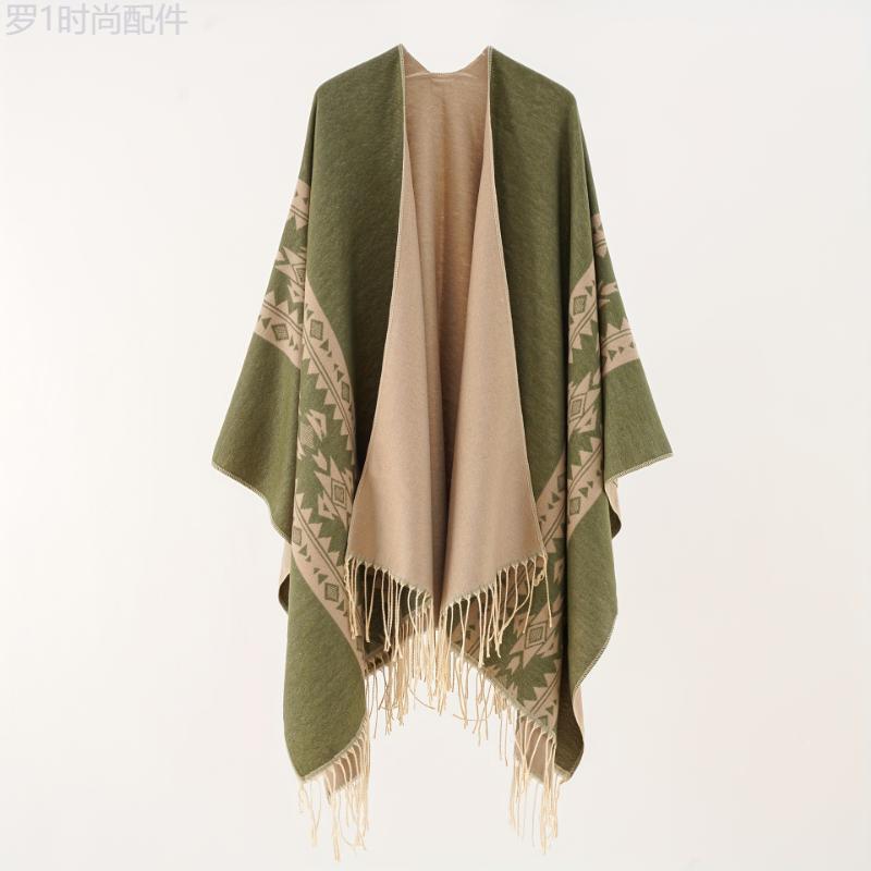 Warm and Windproof Woven Shawl Poncho: Trendy, Durable Fall and Winter Accessory for Outdoor Enthusiasts