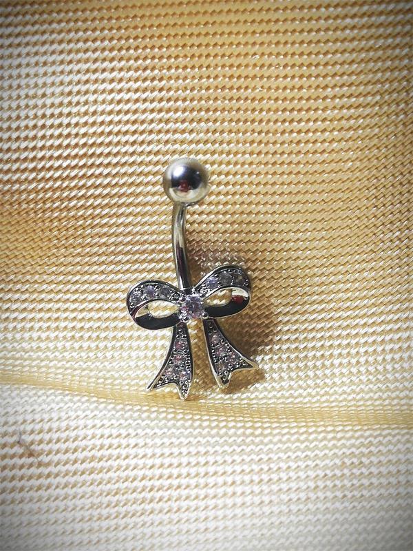 Rhinestone Bow Decor Belly Ring, 2024 New Style Women Belly Piercing Body Jewelry, Trendy All-match & Exquisite Clean Girl Jewelry for Women and Girls