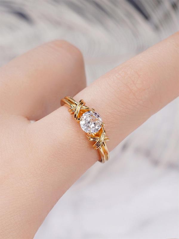 Elegant Rhinestone Decorated Ring,  Fashion Accessories for Women for Party, Daily Clothing Decor, Trendy Wedding Engagement Anniversary Party Jewelry Gifts