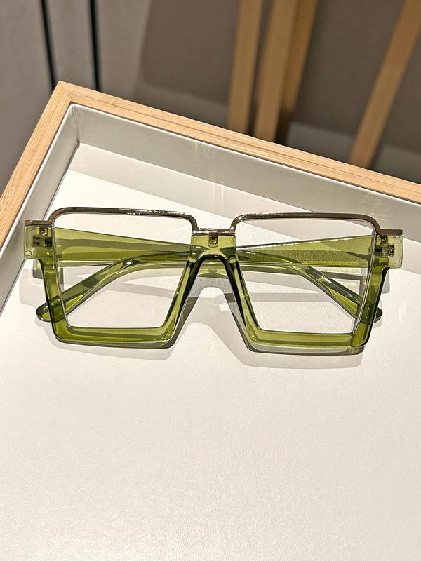 Unisex Simple Style Plain Color Square Eyeglasses, Trendy Casual Eyeglasses for Everyday Use, Fashion Accessories for Outdoor Activities