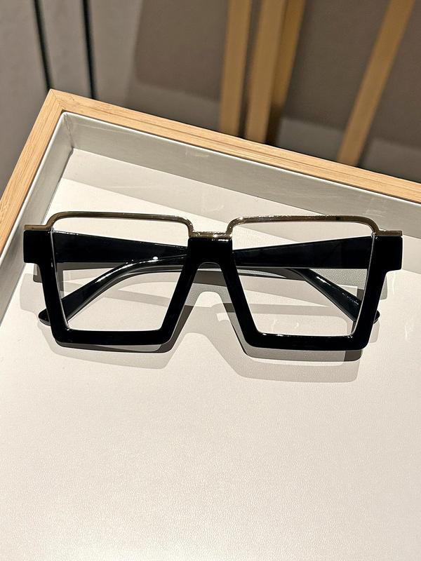 Unisex Simple Style Plain Color Square Eyeglasses, Trendy Casual Eyeglasses for Everyday Use, Fashion Accessories for Outdoor Activities