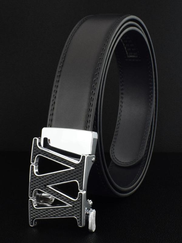 Men's Fashion Letter Design Automatic Buckle Belt, Casual Waistband for Jeans Trousers, Business Casual Accessories for Daily Wear