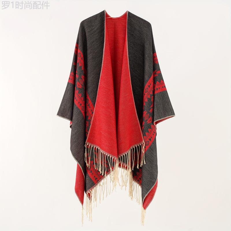 Warm and Windproof Woven Shawl Poncho: Trendy, Durable Fall and Winter Accessory for Outdoor Enthusiasts