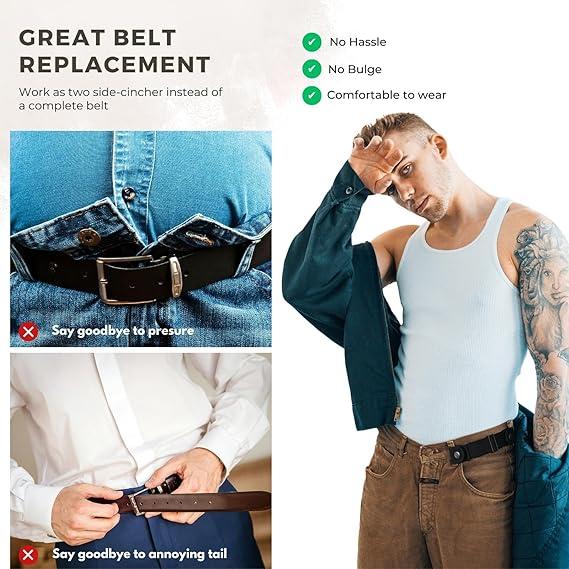 No Buckle Belts Elastic Stretch Adjustable Side Belt without Buckle for Men Women