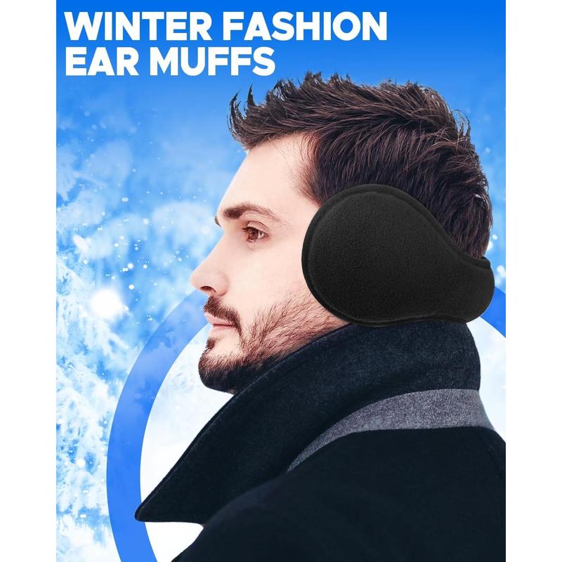 Winter Ear Muffs for Men Women Fleece Ear Warmers for Cold Weather Running-Behind the Head Earmuffs Adjustable