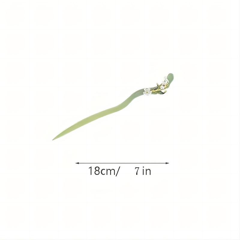 Flower Decorated Hair Pin (4pcs set), Jadeite Hairpin, Heatless Styling Tool for Women & Girls