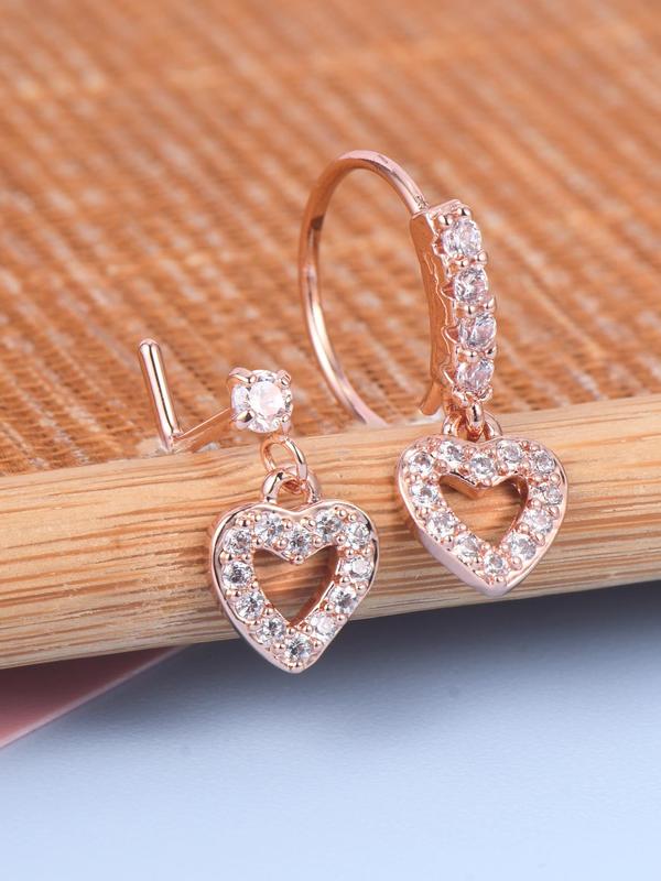 Rhinestone Decorated Nose Ring, Elegant Heart Shaped Nose Studs for Women & Men, 2024 New Minimalist Aesthetic Jewelry As Gift