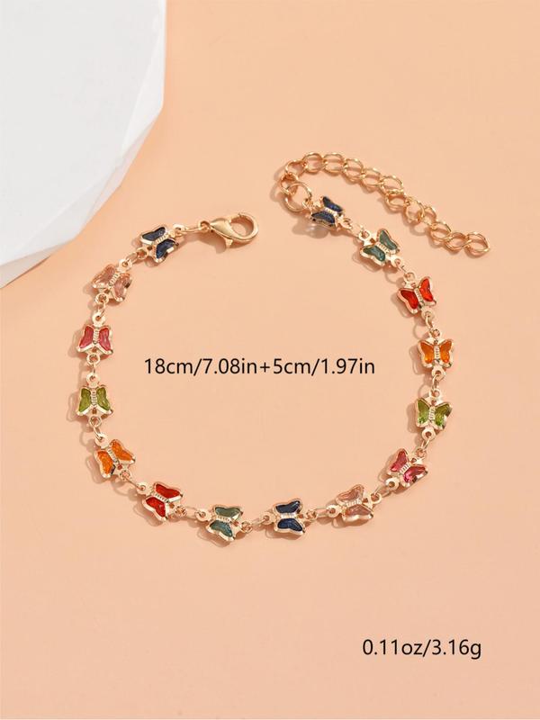 Butterfly Decor Anklet for Women & Girls, Fashion Jewelry for Party, Daily Clothing Decor, Trendy All-match & Exquisite Jewelry for Birthday Gift