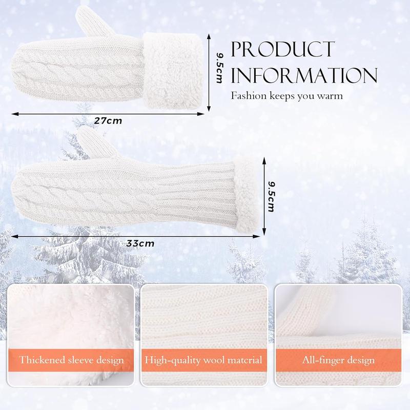 Winter Warm Mittens for Women, Knitted Gloves Warm Soft Lining Cold Weather Accessories Gifts