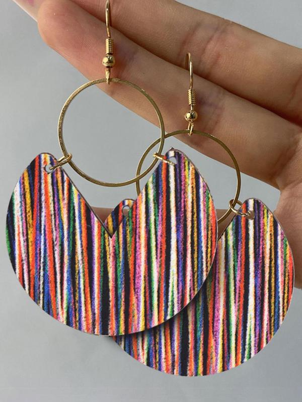 Boho Style Striped Pattern Dangle Earrings, Fashion Summer Jewelry for Women, Daily Clothing Decor, Trendy All-match & Exquisite Jewelry for Birthday Gift