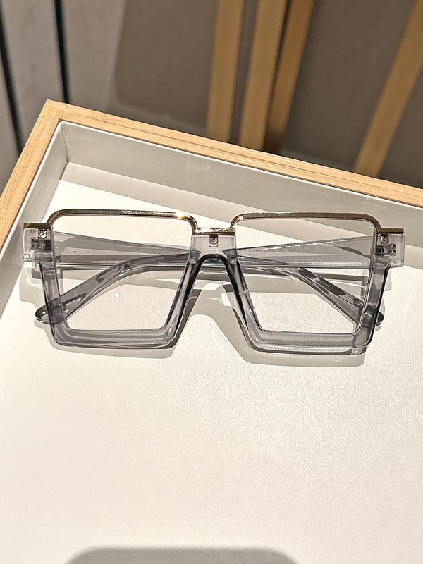 Unisex Simple Style Plain Color Square Eyeglasses, Trendy Casual Eyeglasses for Everyday Use, Fashion Accessories for Outdoor Activities