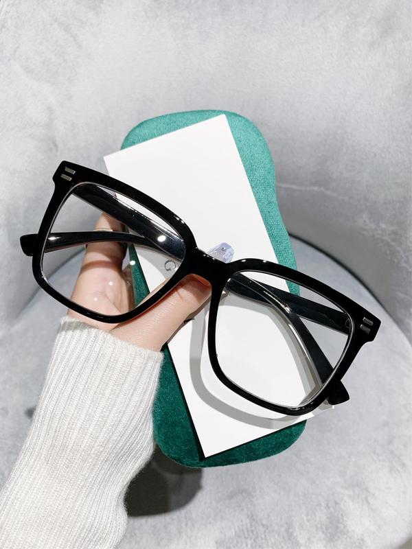 Simple Square Frame Eyeglasses, Basic Fashion Eyeglasses for Women & Men, Fashion Eyeglasses for Work, Daily Clothing Decor, Perfect for Student Daily Use