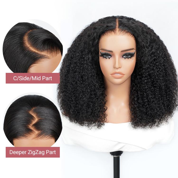 West Kiss Short Kinky Curly Ready Go Glueless Wigs Pre Cut Pre Bleached 7x4 Closure Wig 250% Density Human Hair Wig Pre Plucked 13x4 Lace Front Wigs