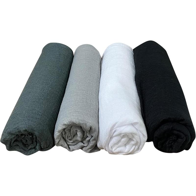 4PCS Women Soft Cotton Hemp Scarf Shawl Long Scarf, Scarf and Wrap, Big Head Scarf